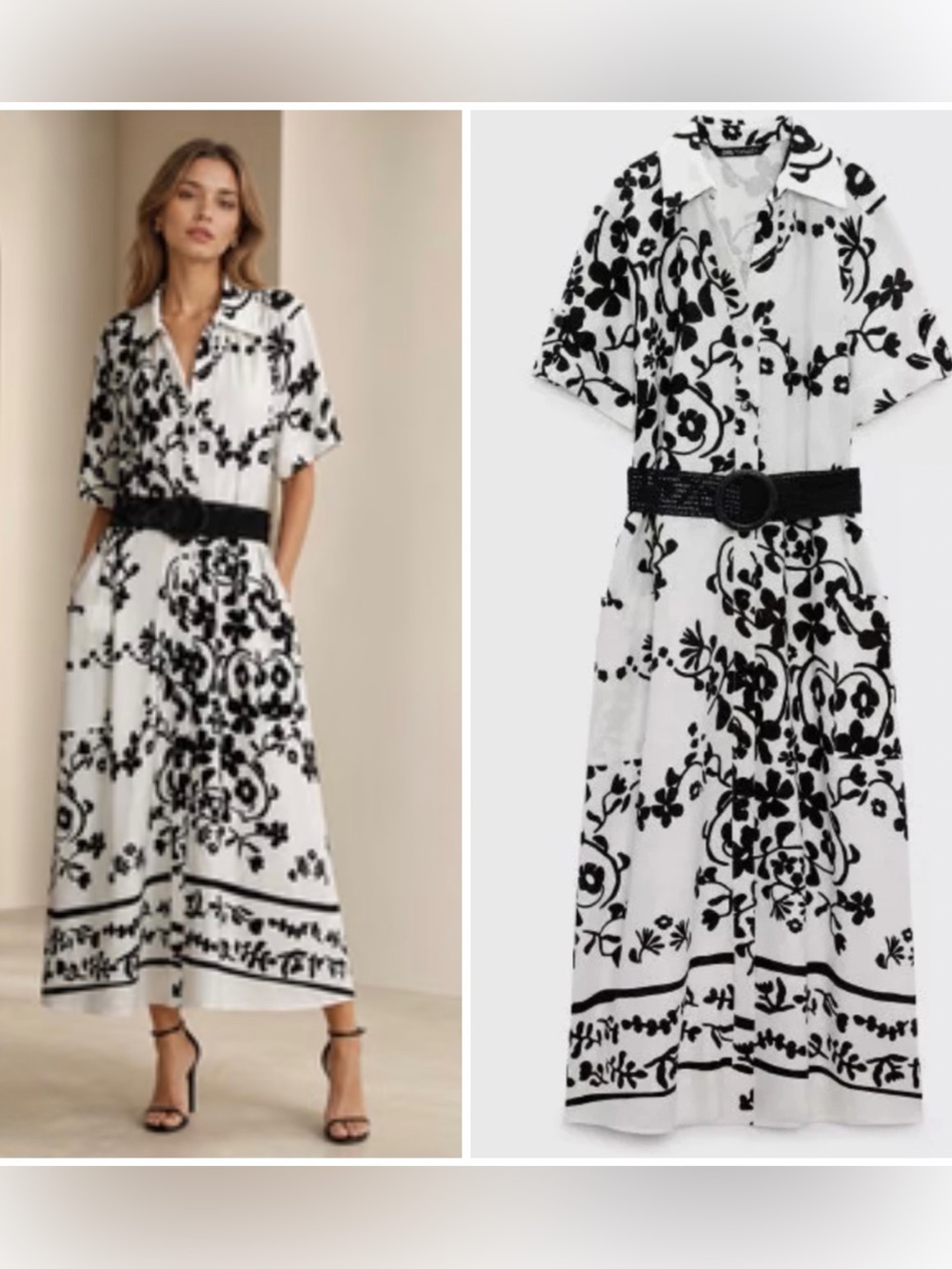 Zara NWT Linen Blend Printed ShirtDress with Belt size XL